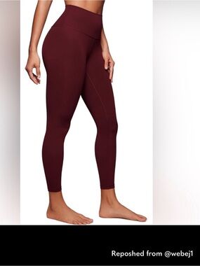 CRZ YOGA Women's Burgundy High-Waist Leggings